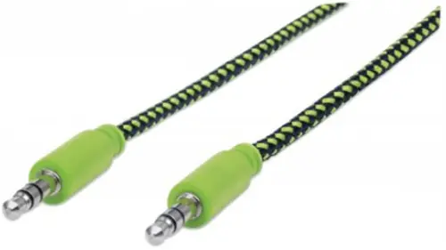 Cablu Audio Manhattan MHT394147, Jack 3.5 mm - Jack 3.5 mm, 1.8 m (Negru/Verde)