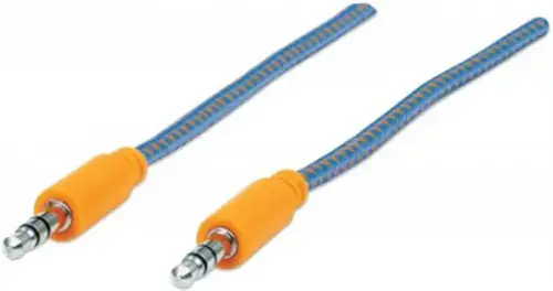 Cablu Audio Manhattan MHT394109, Jack 3.5 mm - Jack 3.5 mm, 1.8 m (Albastru/Portocaliu)