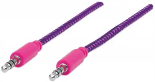 Cablu Audio Manhattan MHT394123, Jack 3.5 mm - Jack 3.5 mm, 1.8 m (Mov/Roz)
