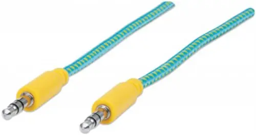 Cablu Audio Manhattan MHT394086, Jack 3.5 mm - Jack 3.5 mm, 1.8 m (Bleu/Galben)