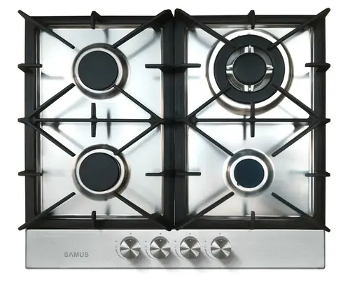 Plita incorporabila Samus PSG-64SX7, Gaz, 4 arzatoare, Arzator Wok, Aprindere electrica (Inox)