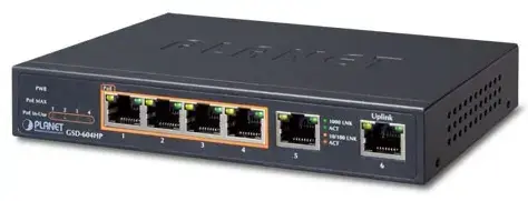 Switch Planet GSD-604HP, Gigabit, 4 Porturi, PoE