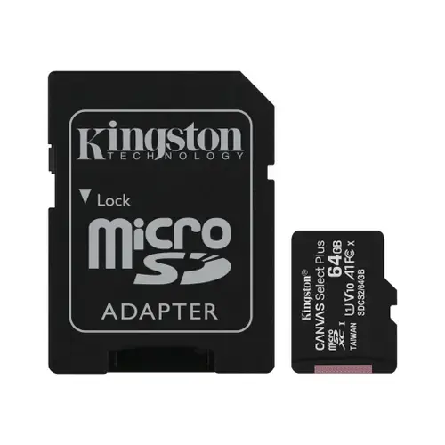 Card de memorie MicroSD Kingston Canvas Select Plus, 64GB, UHS-I, Class 10 + Adaptor  SD