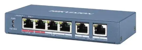 Switch Hikvision DS-3E0106HP-E, 4 Porturi, PoE