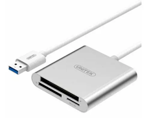 Card reader Unitek Y-9321, card SD, microSD, CF, interfata USB 3.0, USB-C (Argintiu)