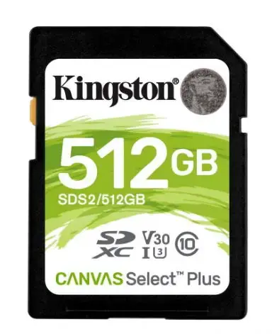 Card de memorie Kingston SDXC Canvas Select Plus, 512GB, Class 10, UHS-I U3 V30