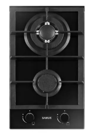 Plita incorporabila Samus PSG-32SG2, Gaz, 2 Arzatoare, Aprindere electrica, Siguranta (Negru)