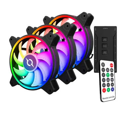 Kit 3 ventilatoare AQIRYS Libra KR12DL22RGB, Iluminare RGB, 120 mm (Negru)