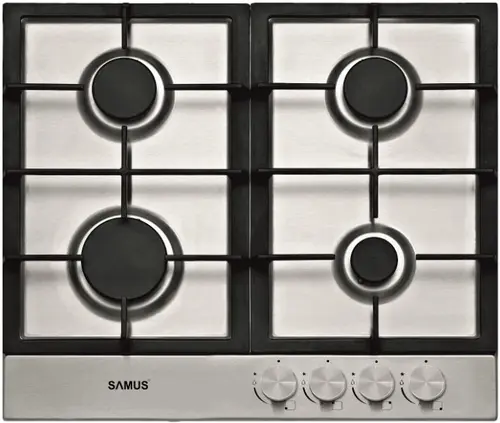 Plita incorporabila Samus PSG-64SX3, Gaz, 4 arzatoare, Arzator Wok, Aprindere electrica (Inox)