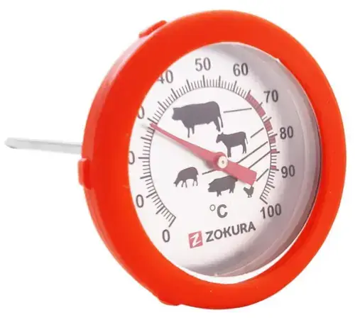 Termometru pentru carne Zokura Z1184, 0 / 100°C (Rosu/Inox)