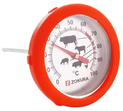 Termometru pentru carne Zokura Z1184, 0 / 100°C (Rosu/Inox)