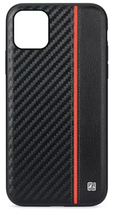 Protectie Spate Meleovo Carbon MLVCMXIPBR pentru iPhone 11 Pro, placuta metalica integrata (NEgru/Rosu)