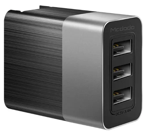 Incarcator Retea Mcdodo Travel CH-5341, 3.4A, 3 Ports USB, plug EU/UK (Negru)