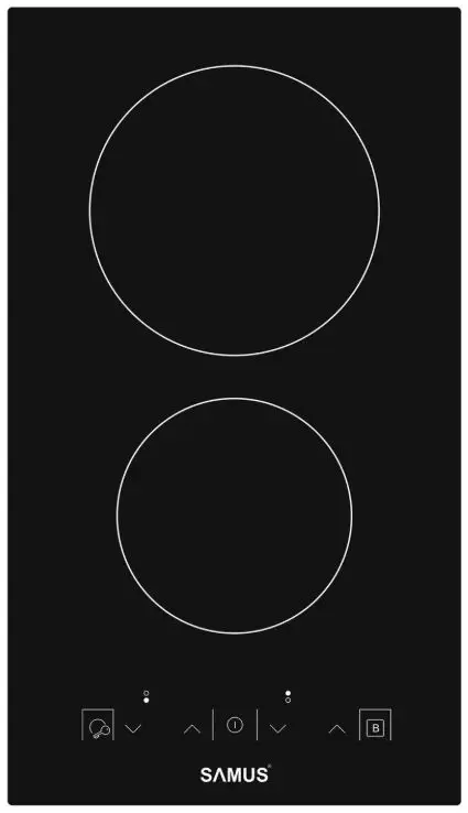 Plita incorporabila Samus PSVE-32BG3, Vitroceramica, 2 Zone de gatit (Negru)