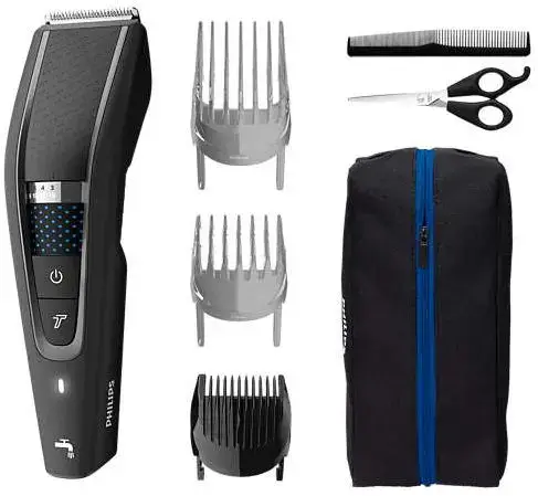 Aparat de tuns Philips Hairclipper series 5000 HC5632/15, Lungime 0.5-28 mm, Autonomie 90 min, Tehnologie Trim-n-Flow PRO (Negru)