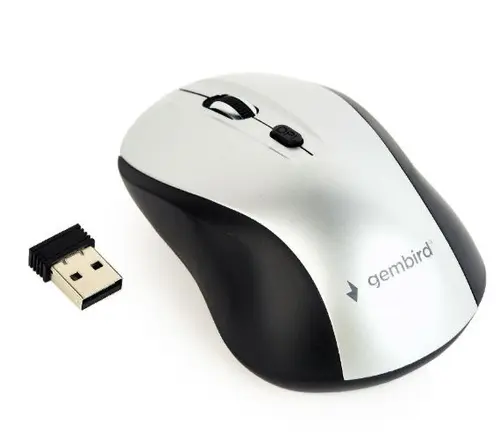 Mouse Wireless Gembird MUSW-4B-02-BS, 1600DPI, Optic (Negru/Argintiu)