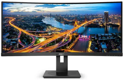 Monitor LCD VA LED Philips 34inch 345B1C/00, WQHD (3440 x 1440), HDMI, DisplayPort, Boxe, Ecran curbat, 100 Hz (Negru)