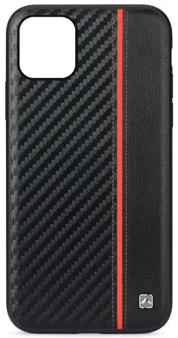 Protectie Spate Meleovo Carbon MLVCMXIPMBR pentru iPhone 11 Pro Max, placuta metalica integrata (Negru/Rosu)
