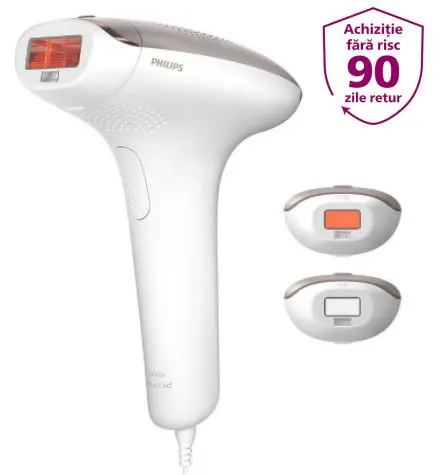 Epilator IPL Philips Lumea SC1998/00, 250.000 impulsuri, Senzor nuanta piele, accesoriu fata, corp si inghinal, utilizare cu fir, husa (Roz/Alb)
