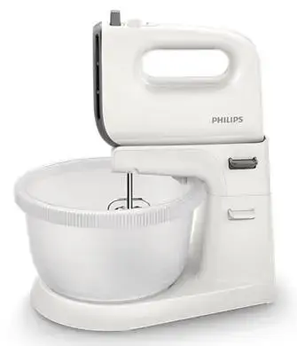 Mixer cu bol Philips HR3745/00, 450W, 5 viteze, 3L (Alb)