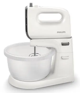 Mixer cu bol Philips HR3745/00, 450W, 5 viteze, 3L (Alb)