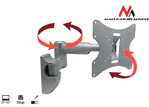 Suport Perete Maclean MC-503S, 23inch - 42inch, 30 Kg (Argintiu)