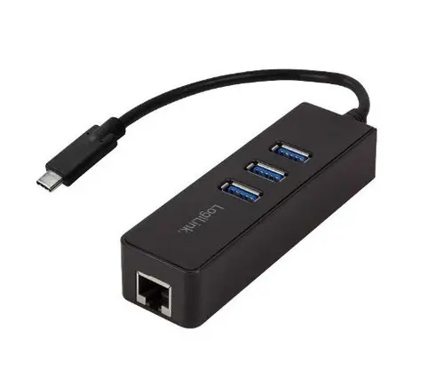 Hub USB Logilink UA0283, 1 x RJ-45, 1 x USB 3.0 (Negru)