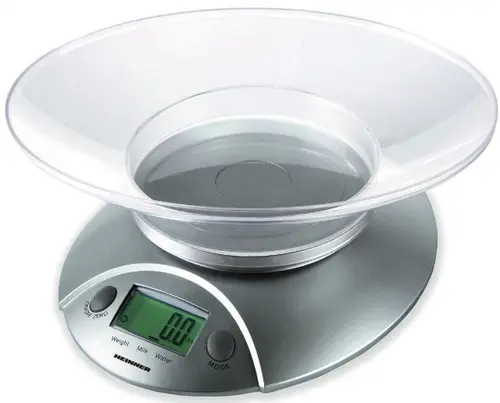 Cantar de bucatarie cu bol Heinner HKS-5SL, Display LCD, 5 kg (Inox)