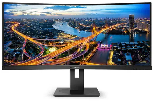 Monitor VA LED Philips 34inch 346B1C/00, WQHD (3440 x 1440), HDMI, DisplayPort, Ecran curbat, Boxe, 100 Hz (Negru)