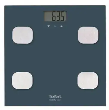 Cantar de baie Tefal Body Up BM2520V0, 150 kg, LCD, Sticla, 8 memorii, Indice de masa corporala (Albastru)