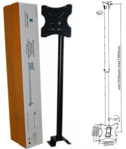 Suport Tavan Cabletech UCH0076A, 10inch - 37inch, 30Kg (Negru)