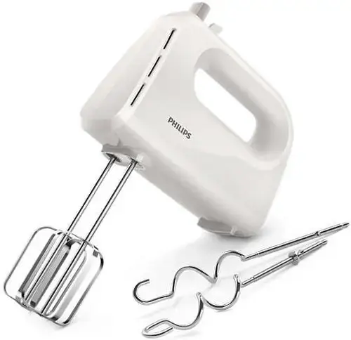 Mixer de mana Philips Daily Collection HR3705/00, 300 W, 5 viteze + Turbo (Alb)