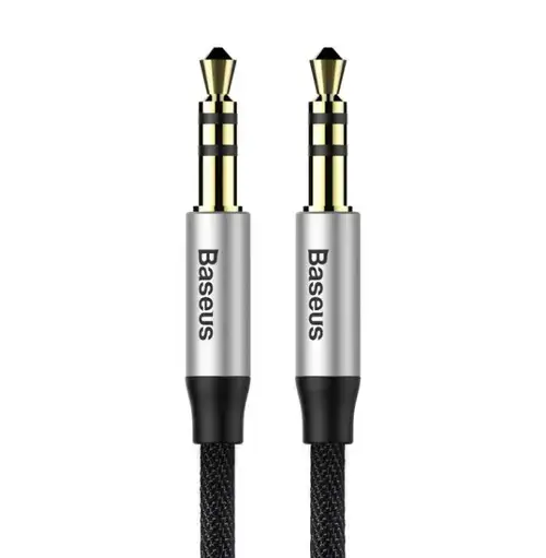 Cablu Audio Baseus Yiven CAM30-BS1, Jack 3.5mm - Jack 3.5mm, 1 m (Negru/Argintiu)