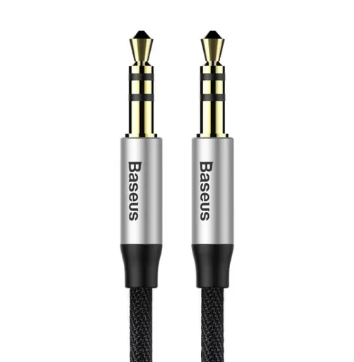 Cablu Audio Baseus Yiven CAM30-BS1, Jack 3.5mm - Jack 3.5mm, 1 m (Negru/Argintiu)