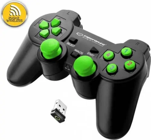 Controller Esperanza Gladiator EGG108G, Wireless, PC/PS3 (Negru/Verde)