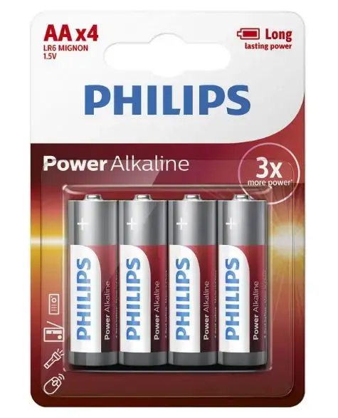 Baterii Philips Power Alkaline AA 4-blister