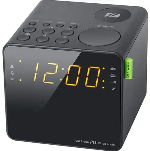 Radio cu Ceas Muse M-187 CR, Dual alarm, AUX in jack (Negru)