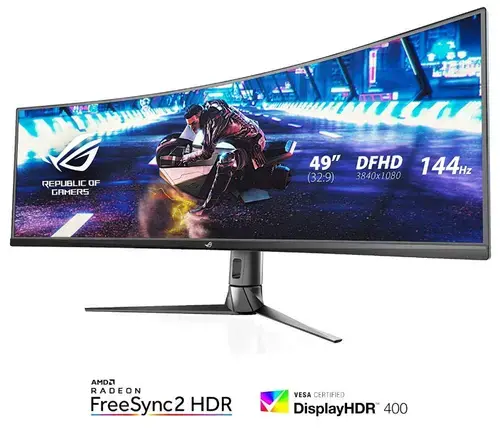 Monitor Gaming VA LED ASUS 49inch XG49VQ, 3840 x 1080, HDMI, DisplayPort, USB 3.0, Ecran curbat, Boxe, 144 Hz, 4 ms (Negru)