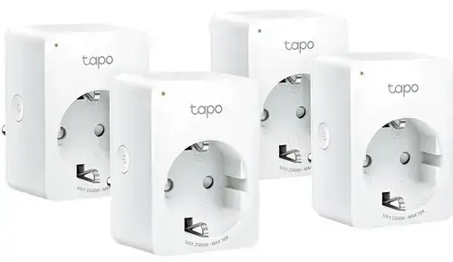 Priza Wi-Fi inteligenta TP-LINK Tapo P100, Schuko, compatibila Google Assistant si Amazon Alexa, programabila, 4 pack (Alb)