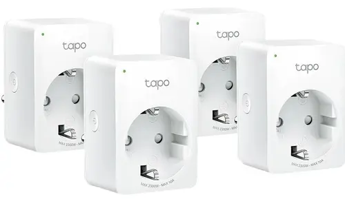 Priza Wi-Fi inteligenta TP-LINK Tapo P100, Schuko, compatibila Google Assistant si Amazon Alexa, programabila, 4 pack (Alb)