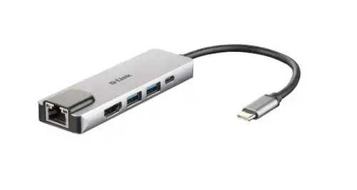 HUB USB D-LINK DUB-M520, Gigabit LAN x 1, USB 3.0 x 2, HDMI x 1,  USB Type C x 1  (Argintiu)