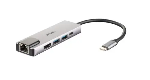 HUB USB D-LINK DUB-M520, Gigabit LAN x 1, USB 3.0 x 2, HDMI x 1,  USB Type C x 1  (Argintiu)