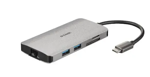 HUB USB  D-LINK DUB-M810, Gigabit LAN x 1, SD/microSD Dual Card Reader x 1, USB 3.0 x 3, HDMI x 1, USB Type C x 1 (Gri)