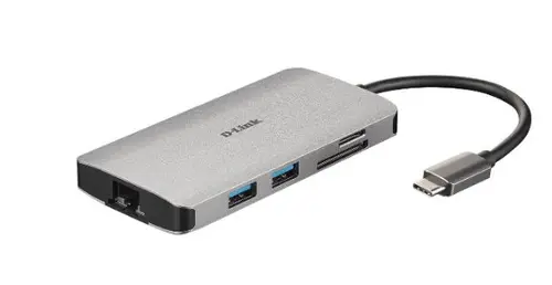 HUB USB  D-LINK DUB-M810, Gigabit LAN x 1, SD/microSD Dual Card Reader x 1, USB 3.0 x 3, HDMI x 1, USB Type C x 1 (Gri)