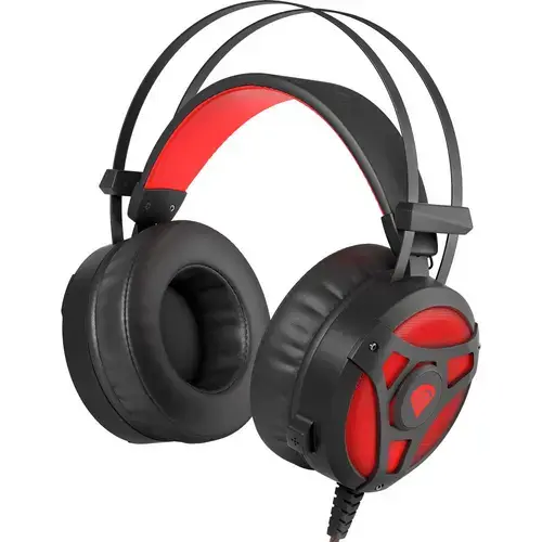 Casti Gaming Genesis Neon 360, iluminare LED rosu, Jack 3.5 mm, Microfon (Negru)
