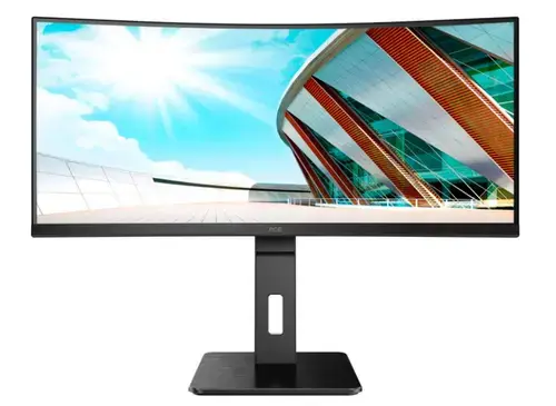 Monitor VA LED AOC 34inch CU34P2A, 3440 x 1440, HDMI, DisplayPort, Boxe, Ecran Curbat, 100 Hz, 1 ms (Negru)