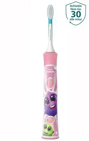 Periuta electrica pentru copii Philips Sonicare Kids HX6352/42, Bluetooth® incorporat, 2 moduri, 2 capete de periere, 62000 miscari/minut (Roz)