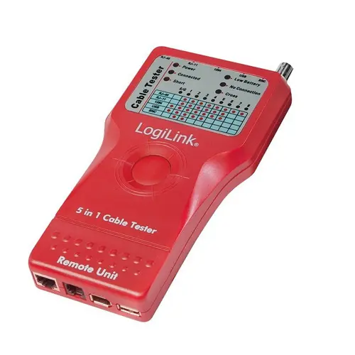 Tester cablu Logilink WZ0014, 5-in-1 (RJ-11, RJ-45, BNC, USB, IEEE1394)