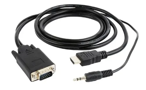 Cablu  GEMBIRD A-HDMI-VGA-03-6, HDMI - VGA/Jack 3.5mm, 1.8m, Full HD/60Hz (Negru)