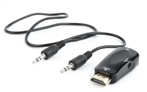 Adaptor GEMBIRD A-HDMI-VGA-02, HDMI - VGA + Jack 3.5mm, Full HD/60Hz (Negru)
